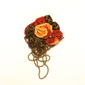 Beverly Gayle Silk Bead Flower Pin Brooch NWT